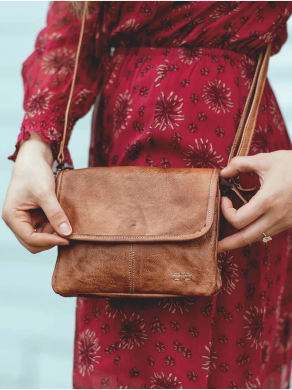 BedStu Ziggy Tan Rustic Leather Crossbody Bag - Rustic Saddle Finish